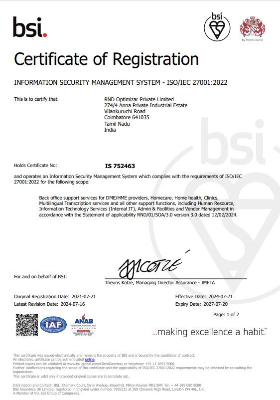 ISO Certificate